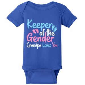 Keeper Of The Gender Grandpa Loves You Funny Gender Reveal Cool Gift Baby Bodysuit