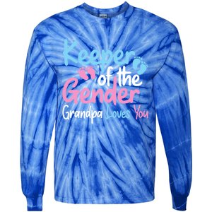 Keeper Of The Gender Grandpa Loves You Funny Gender Reveal Cool Gift Tie-Dye Long Sleeve Shirt