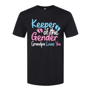 Keeper Of The Gender Grandpa Loves You Funny Gender Reveal Cool Gift Softstyle CVC T-Shirt