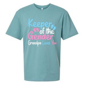 Keeper Of The Gender Grandpa Loves You Funny Gender Reveal Cool Gift Sueded Cloud Jersey T-Shirt