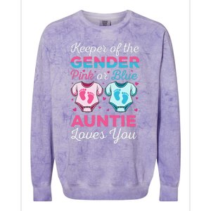 Keeper Of The Gender Auntie Loves You Baby Announcement Aunt Colorblast Crewneck Sweatshirt