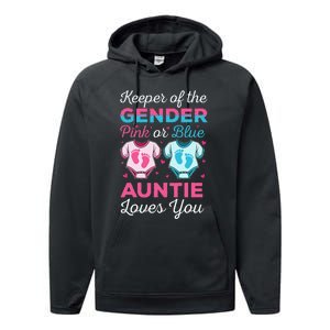 Keeper Of The Gender Auntie Loves You Baby Announcement Aunt Performance Fleece Hoodie