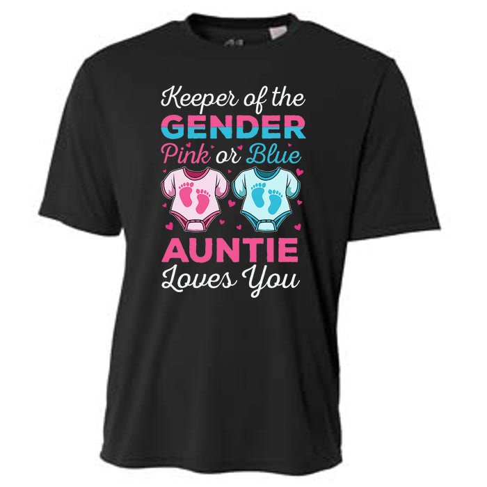 Keeper Of The Gender Auntie Loves You Baby Announcement Aunt Cooling Performance Crew T-Shirt