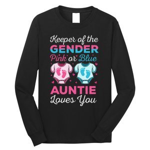 Keeper Of The Gender Auntie Loves You Baby Announcement Aunt Long Sleeve Shirt