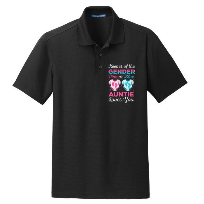 Keeper Of The Gender Auntie Loves You Baby Announcement Aunt Dry Zone Grid Polo