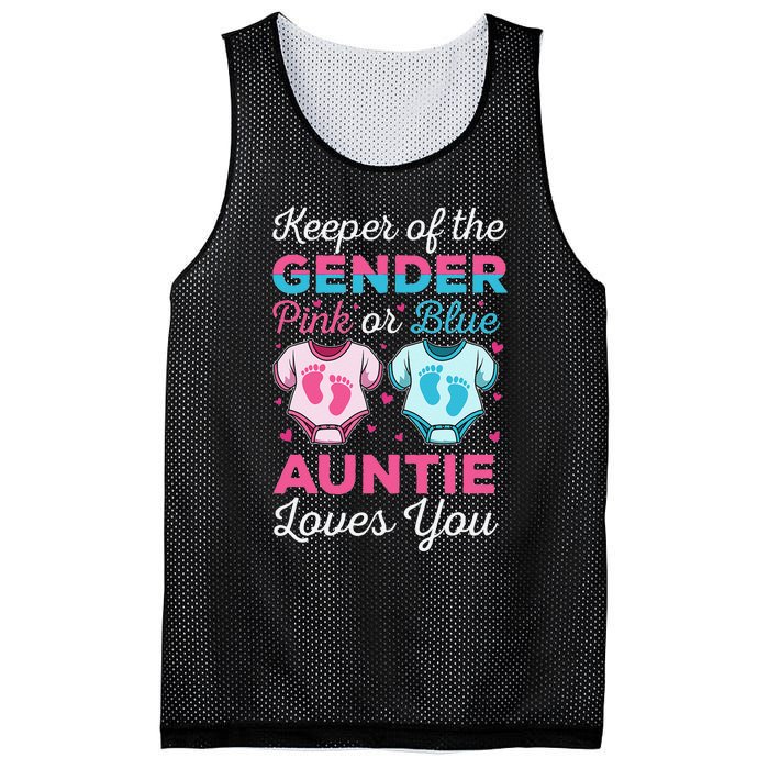 Keeper Of The Gender Auntie Loves You Baby Announcement Aunt Mesh Reversible Basketball Jersey Tank