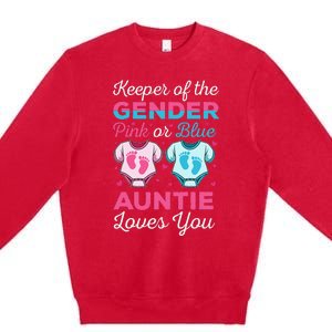 Keeper Of The Gender Auntie Loves You Baby Announcement Aunt Premium Crewneck Sweatshirt