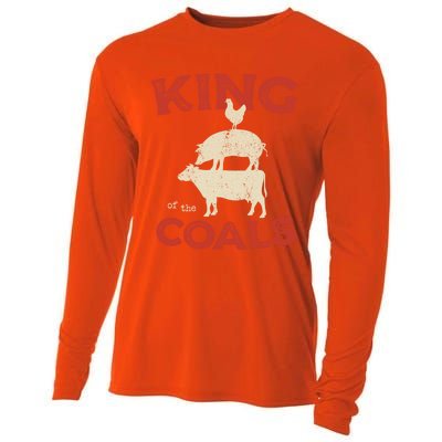 King Of The Coals Funny Saying Joke Barbecue Dad Grandpa Gift Cooling Performance Long Sleeve Crew