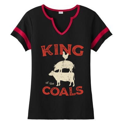 King Of The Coals Funny Saying Joke Barbecue Dad Grandpa Gift Ladies Halftime Notch Neck Tee