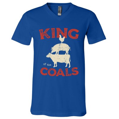 King Of The Coals Funny Saying Joke Barbecue Dad Grandpa Gift V-Neck T-Shirt