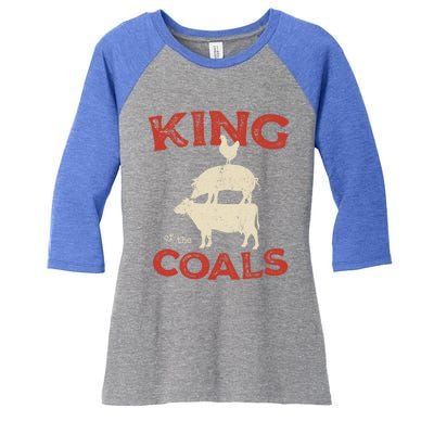 King Of The Coals Funny Saying Joke Barbecue Dad Grandpa Gift Women's Tri-Blend 3/4-Sleeve Raglan Shirt