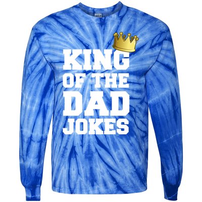 King Of The Dad Jokes Funny Fathers Day Dad Joke Crown Pun Gift Tie-Dye Long Sleeve Shirt