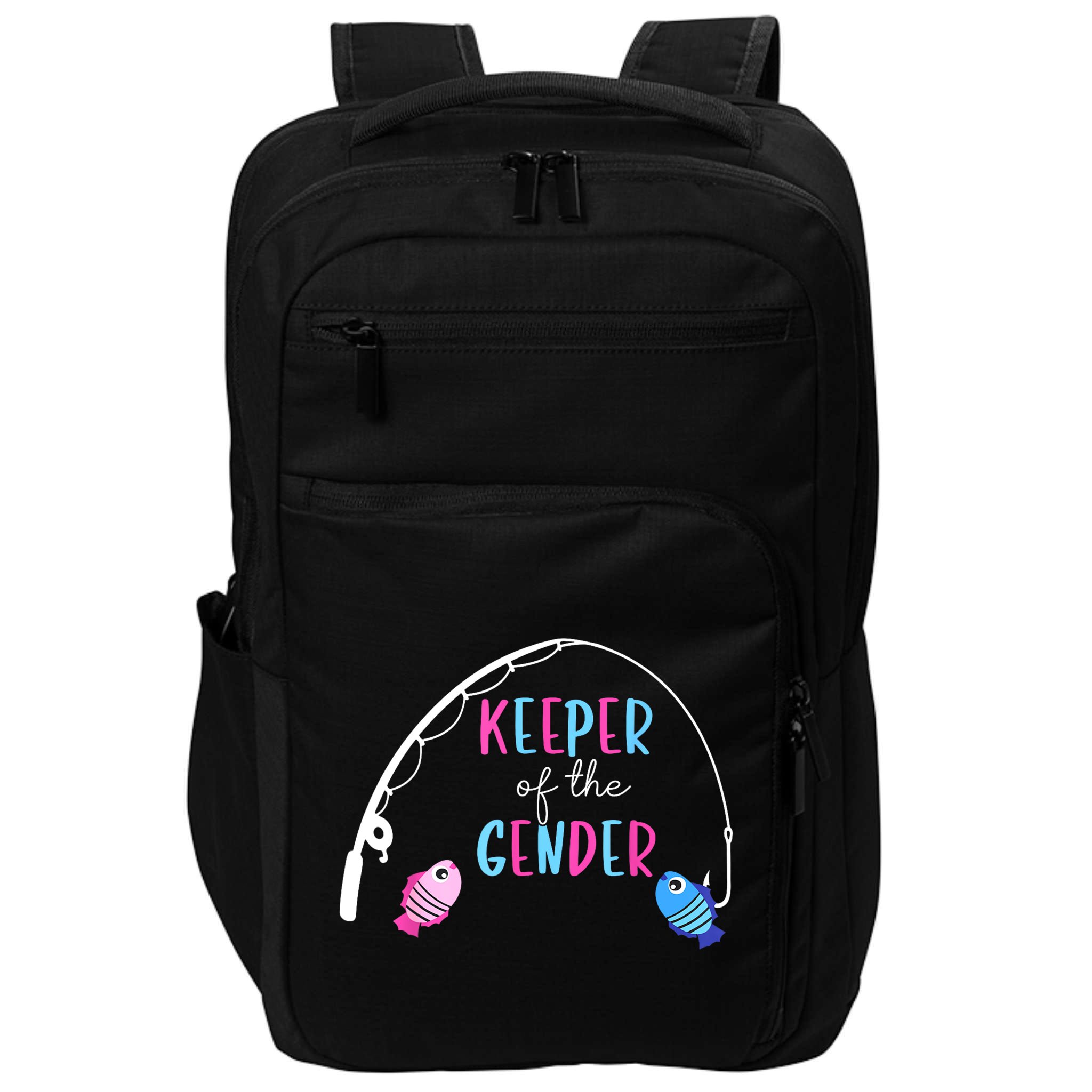 Keeper Of The Gender Fish Gender Reveal Baby Shower Impact Tech Backpack