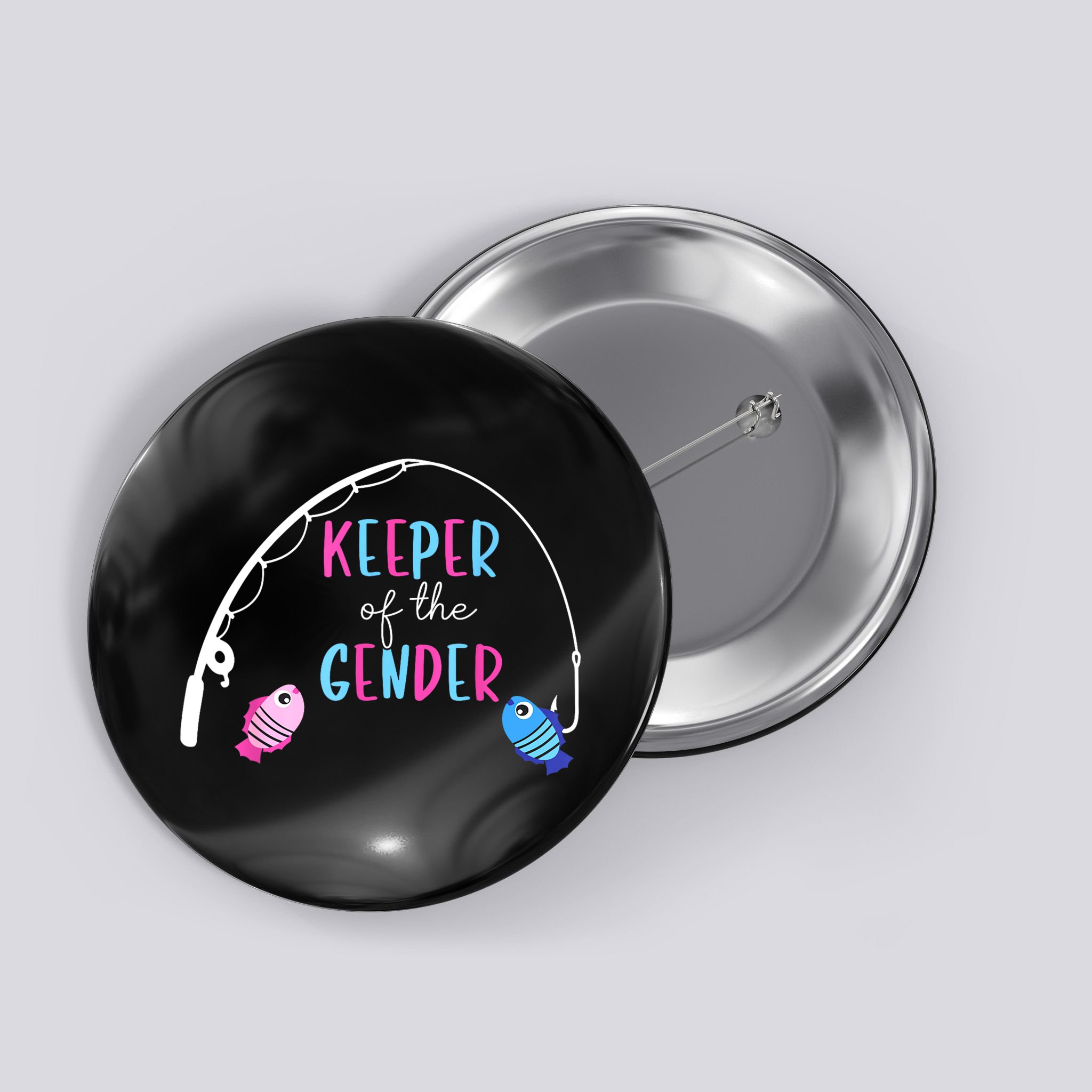 Keeper Of The Gender Fish Gender Reveal Baby Shower Button