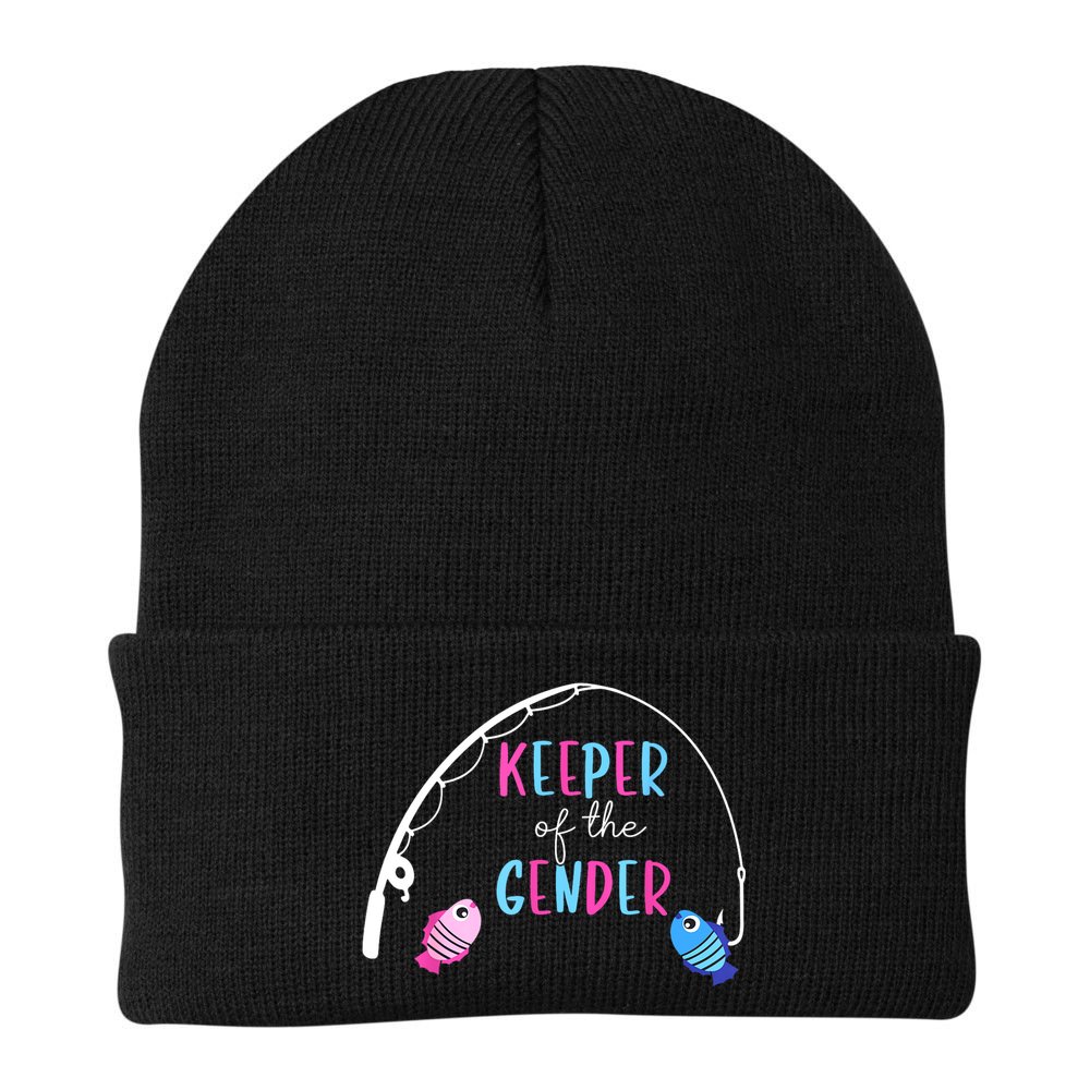 Keeper Of The Gender Fish Gender Reveal Baby Shower Beanie