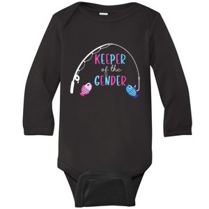 Keeper Of The Gender Fish Gender Reveal Baby Shower Baby Long Sleeve Bodysuit