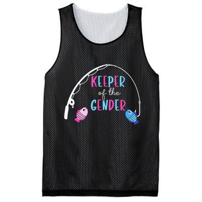 Keeper Of The Gender Fish Gender Reveal Baby Shower Mesh Reversible Basketball Jersey Tank