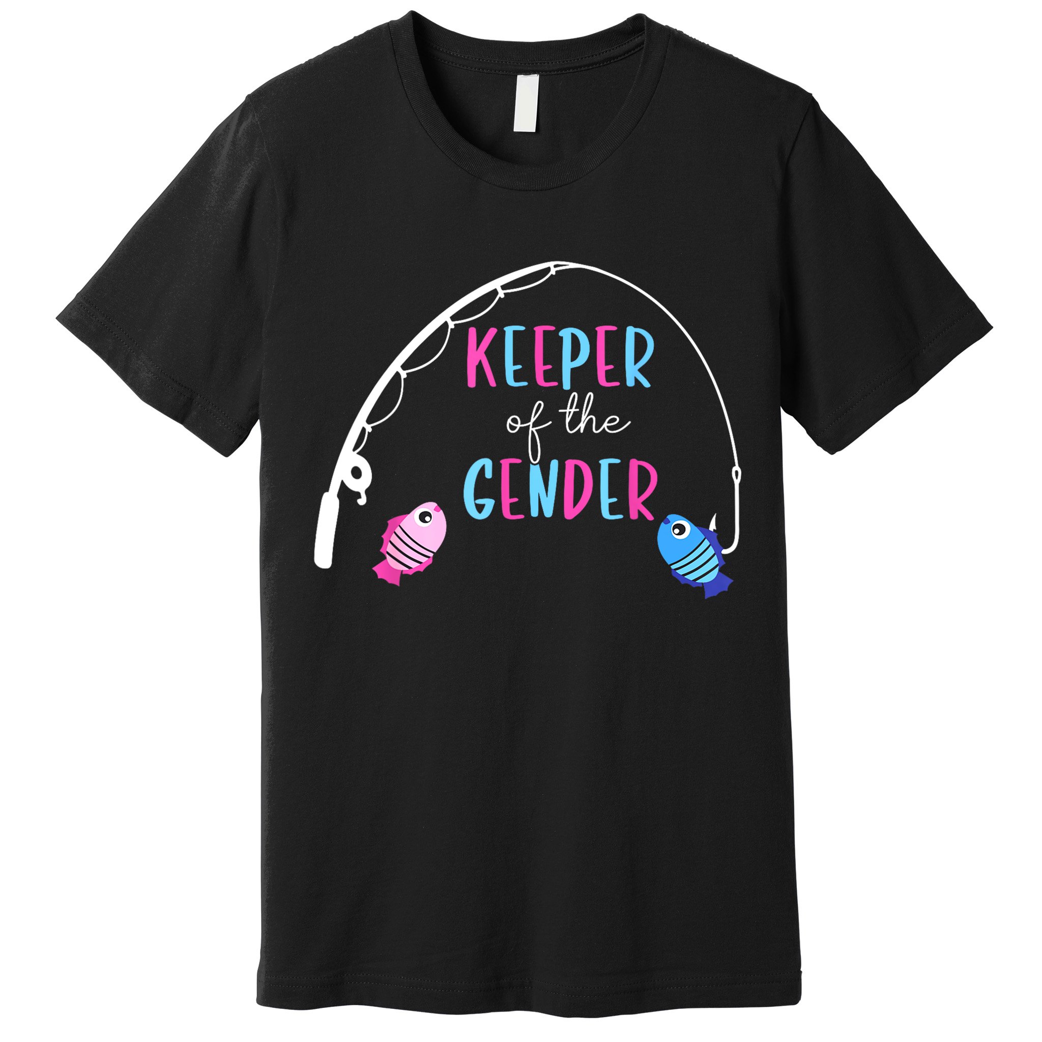 Keeper Of The Gender Fish Gender Reveal Baby Shower Premium T-Shirt