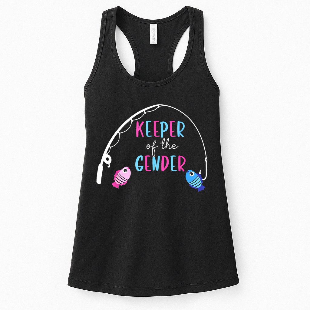 Keeper Of The Gender Fish Gender Reveal Baby Shower Womens Tank Top