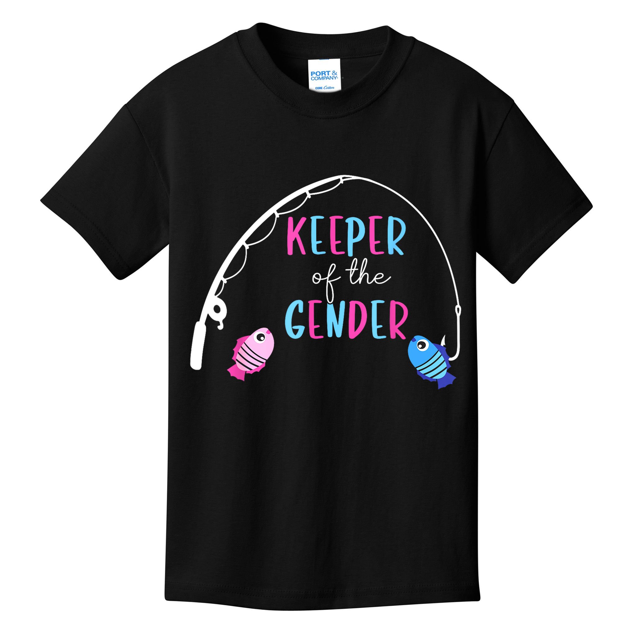 Keeper Of The Gender Fish Gender Reveal Baby Shower Kids T-Shirt