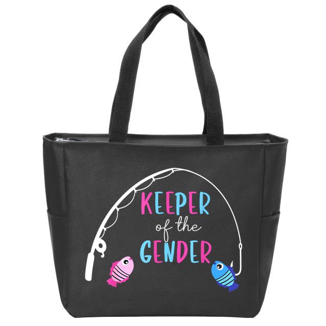 Keeper Of The Gender Fish Gender Reveal Baby Shower Zip Tote Bag
