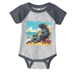 Kaiju On The Beach Suntanning Vacation Ocean Holiday Party Infant Baby Jersey Bodysuit