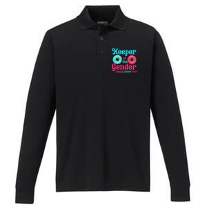 Keeper of the Gender Auntie donuts Gender Reveal Party Performance Long Sleeve Polo