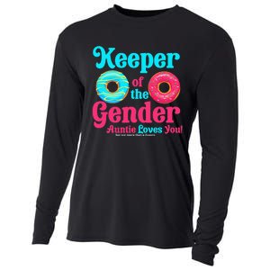 Keeper of the Gender Auntie donuts Gender Reveal Party Cooling Performance Long Sleeve Crew