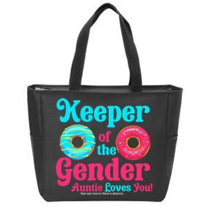 Keeper of the Gender Auntie donuts Gender Reveal Party Zip Tote Bag