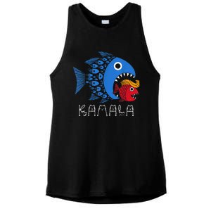 Kamala Over Trump Blue Wave Big Fish Eats Small Fish Ladies PosiCharge Tri-Blend Wicking Tank