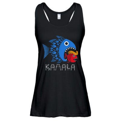 Kamala Over Trump Blue Wave Big Fish Eats Small Fish Ladies Essential Flowy Tank