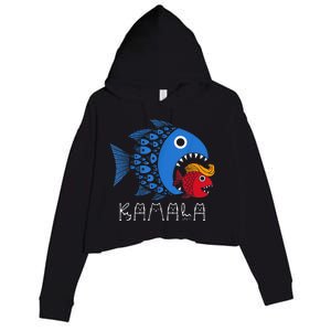 Kamala Over Trump Blue Wave Big Fish Eats Small Fish Crop Fleece Hoodie