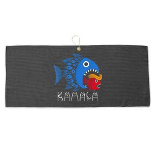 Kamala Over Trump Blue Wave Big Fish Eats Small Fish Large Microfiber Waffle Golf Towel