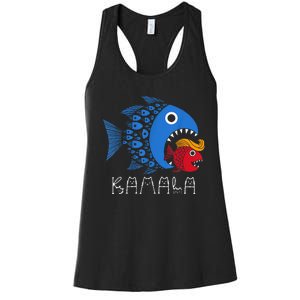 Kamala Over Trump Blue Wave Big Fish Eats Small Fish Women's Racerback Tank