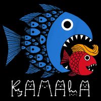 Kamala Over Trump Blue Wave Big Fish Eats Small Fish Zip Tote Bag