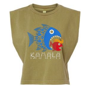 Kamala Over Trump Blue Wave Big Fish Eats Small Fish Garment-Dyed Women's Muscle Tee