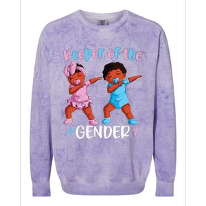 Keeper Of The Gender Reveal Black Baby Announcement Colorblast Crewneck Sweatshirt