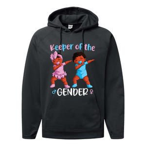 Keeper Of The Gender Reveal Black Baby Announcement Performance Fleece Hoodie