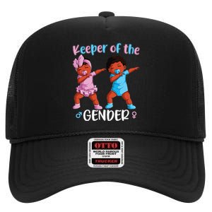 Keeper Of The Gender Reveal Black Baby Announcement High Crown Mesh Back Trucker Hat