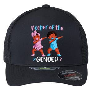 Keeper Of The Gender Reveal Black Baby Announcement Flexfit Unipanel Trucker Cap