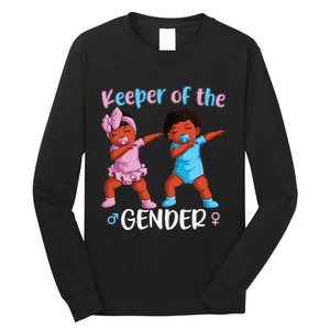 Keeper Of The Gender Reveal Black Baby Announcement Long Sleeve Shirt