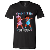 Keeper Of The Gender Reveal Black Baby Announcement V-Neck T-Shirt