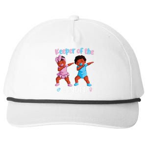 Keeper Of The Gender Reveal Black Baby Announcement Snapback Five-Panel Rope Hat