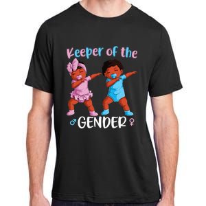 Keeper Of The Gender Reveal Black Baby Announcement Adult ChromaSoft Performance T-Shirt