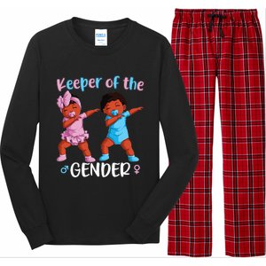 Keeper Of The Gender Reveal Black Baby Announcement Long Sleeve Pajama Set