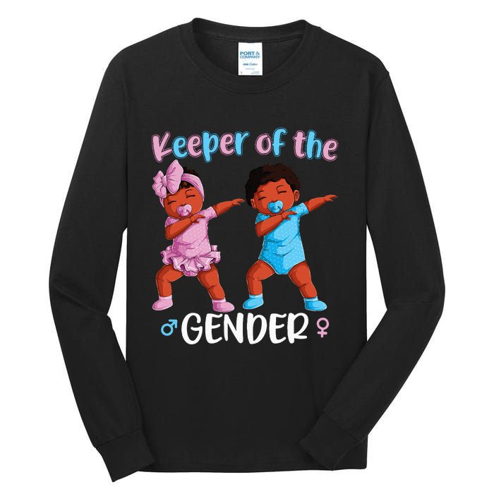 Keeper Of The Gender Reveal Black Baby Announcement Tall Long Sleeve T-Shirt