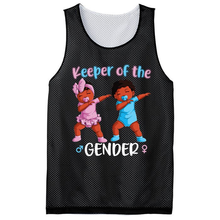 Keeper Of The Gender Reveal Black Baby Announcement Mesh Reversible Basketball Jersey Tank