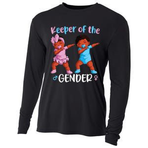 Keeper Of The Gender Reveal Black Baby Announcement Cooling Performance Long Sleeve Crew