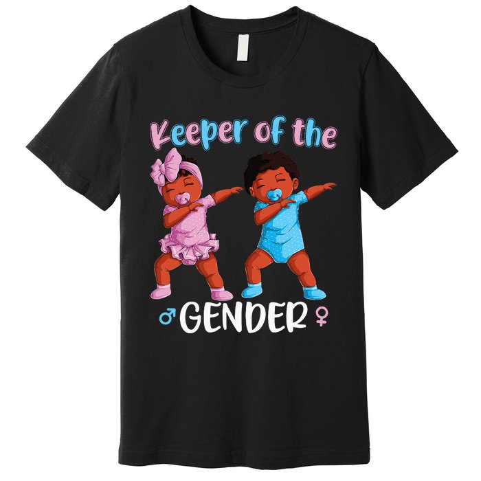 Keeper Of The Gender Reveal Black Baby Announcement Premium T-Shirt