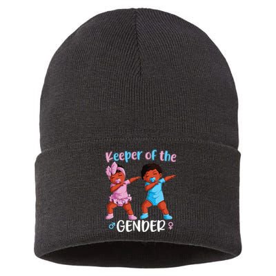 Keeper Of The Gender Reveal Black Baby Announcement Sustainable Knit Beanie